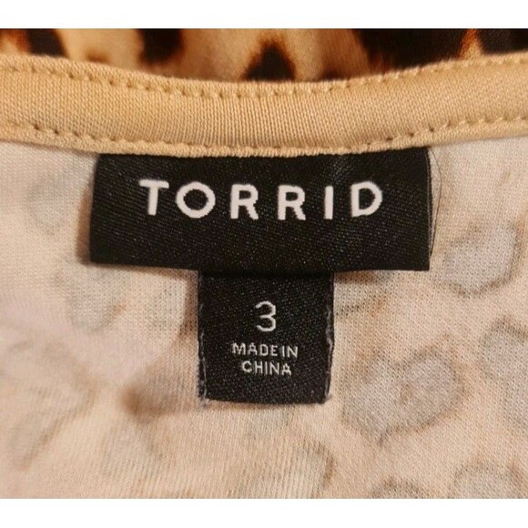 TORRID Women Plus Sz 3X Leopard Print Mini Fit Flare Dress Knit Sleeveless 20NA - Picture 4 of 6